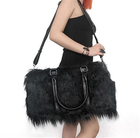 black fake fur bag|Black Faux Fur Bag .